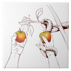 Carreau Adam et Eve avec le serpent