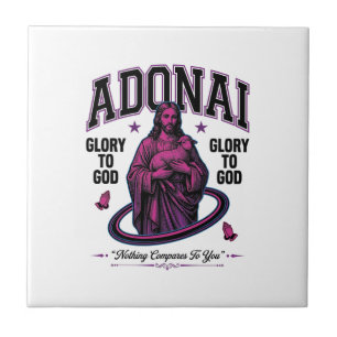 Carreau Adonai Gloire à Dieu Vintage Christian Vector Desi