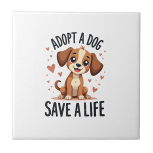 Carreau Adopter un chien sauve une vie Vintage chiot migno
