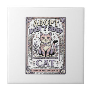 Carreau Adoptez Ne Pas Acheter Chat Sauvetage de Chat Adop