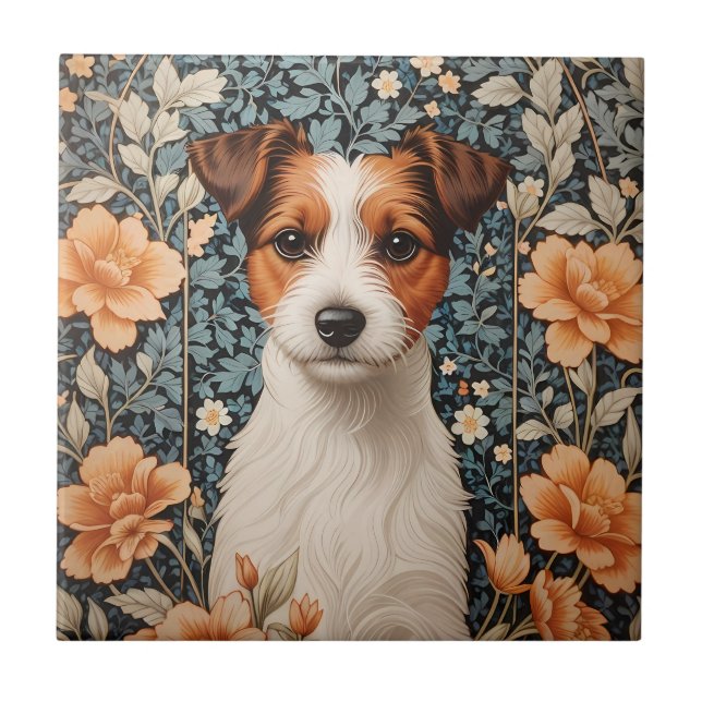 Carreau Adorable Jack Russell Terrier Inspiré de William M (Devant)