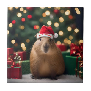 Carreau Adorable Noël Capybara,