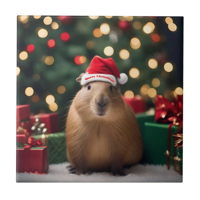 Carreau Adorable Noël Capybara, (Devant)