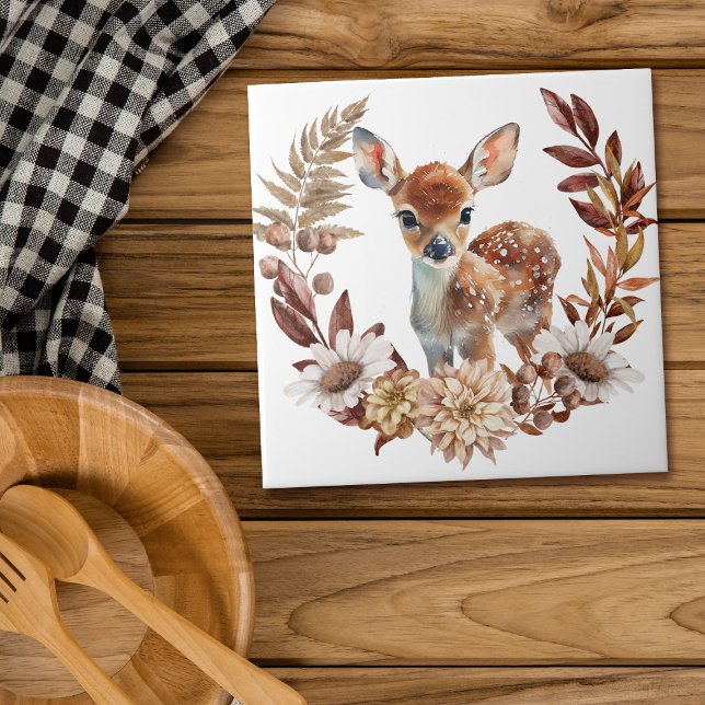 Carreau Adorable Pauvre de Cerf couronne d'automne (Créateur téléchargé)