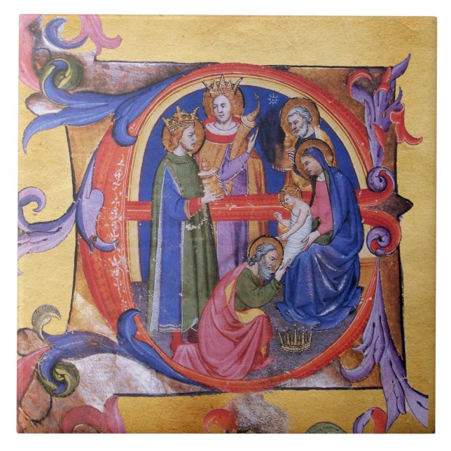 CARREAU ADORATION DES MAGI NATIVITÉ NOËL PARCHEMIN (Devant)