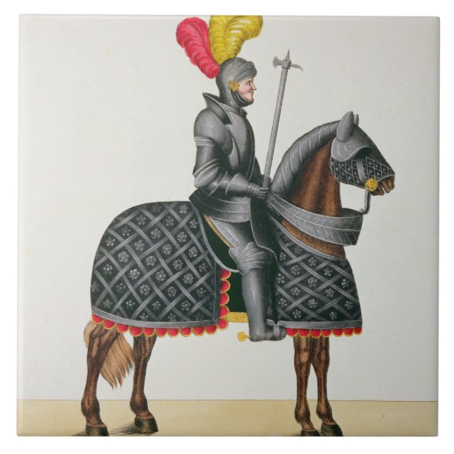 Carreau Adoubez dans l'armure sur son cheval, plat 'd'un (Devant)