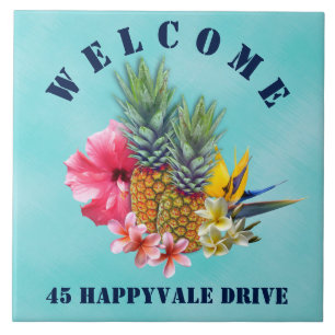 Carreau Adresse de la maison de bienvenue de l'ananas trop