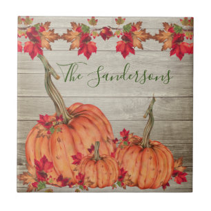 Carreau Affaire Leaves de Rustic Wood Autumn Orange Pumkin