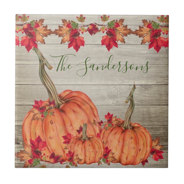 Carreau Affaire Leaves de Rustic Wood Autumn Orange Pumkin (Devant)