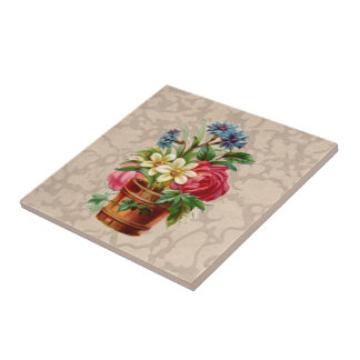 Carreau Affichage victorien vintage de fleur de style