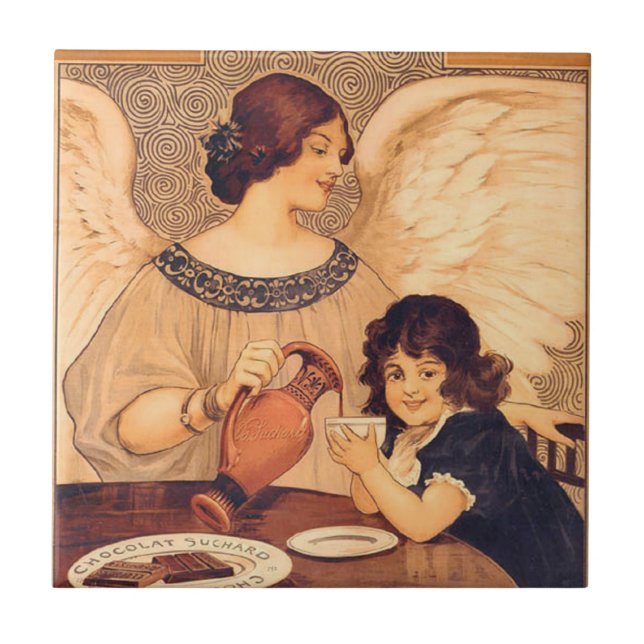 Carreau Affiche Antique d'Ange au Chocolat Français : Art  (Devant)