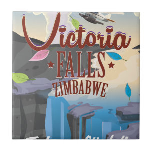 Carreau Affiche de bande dessinée des chutes Victoria Zimb