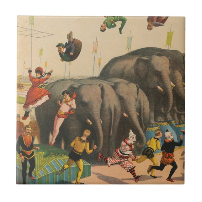 Carreau Affiche De Cirque D'acrobates Qui Sautillent Sur L (Devant)