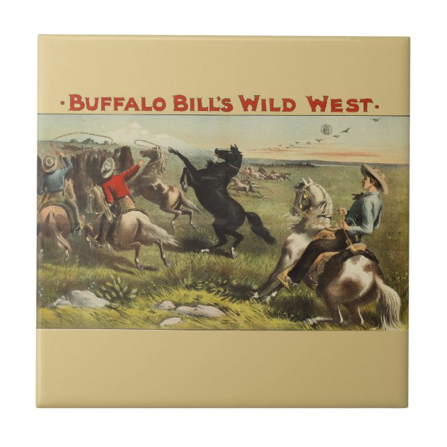 Carreau Affiche de cow-boy de l'Ouest sauvage de Buffalo B (Devant)