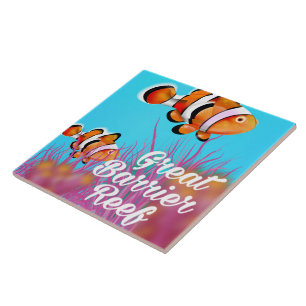Carreau Affiche de dessin animé de poisson clown de la Gra