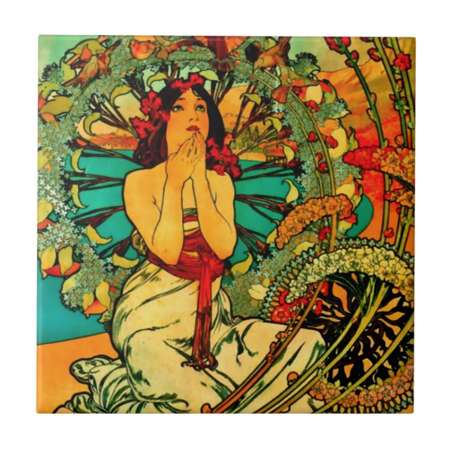 Carreau Affiche de Monaco Monte Carlo par Alphonse Mucha (Devant)