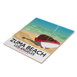 Carreau Affiche de plage de Zuma Beach LA Rail