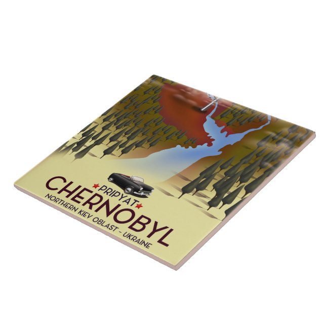 Carreau Affiche de voyage à Tchernobyl, Pripyat, Ukraine (Côté)