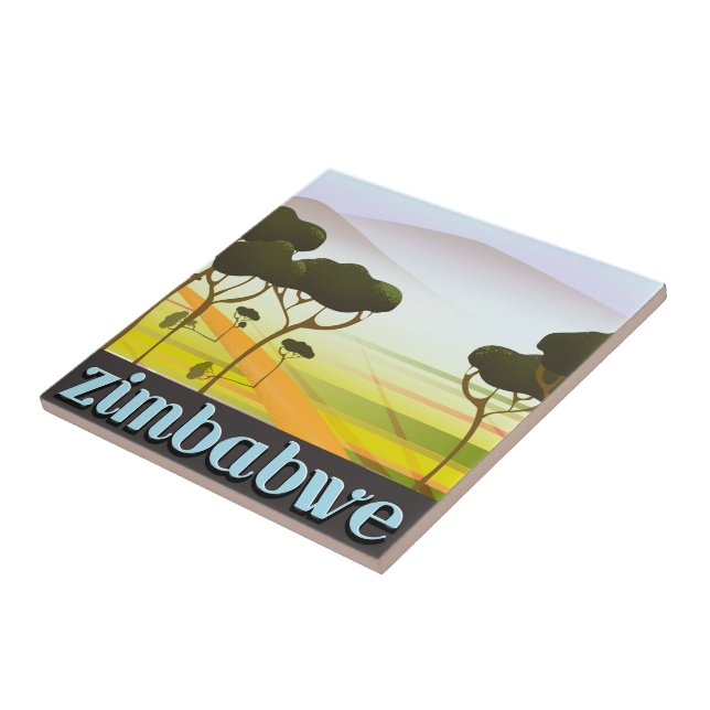Carreau Affiche de voyage au Zimbabwe (Côté)