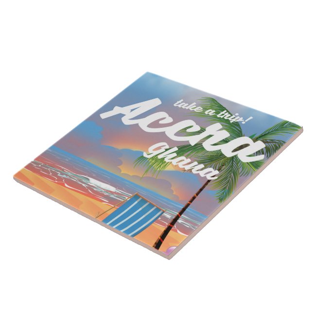 Carreau Affiche de voyage de la plage d'Accra Ghana (Côté)
