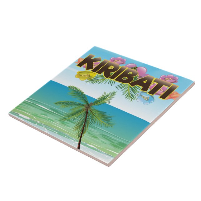 Carreau Affiche de voyage de l'île de Kiribati (Côté)