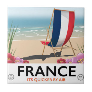 Carreau Affiche de voyage de plage au bord de la mer Franc