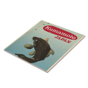 Carreau Affiche de voyage de style vintage Kumamoto Japon
