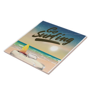Carreau Affiche de voyage Go Surfing !