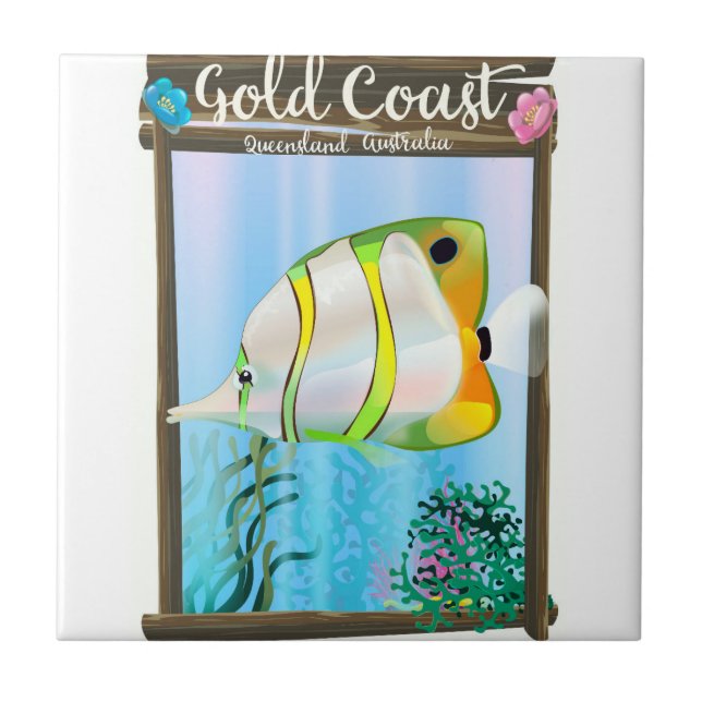 Carreau Affiche de voyage Gold Coast Australie. (Devant)