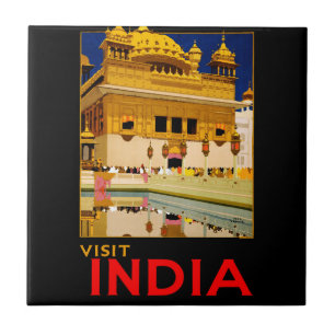 Carreau Affiche de voyage Inde art indien vintage