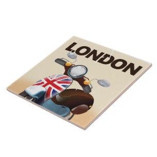 Carreau Affiche de voyage Londres scooter vintage Union Ja
