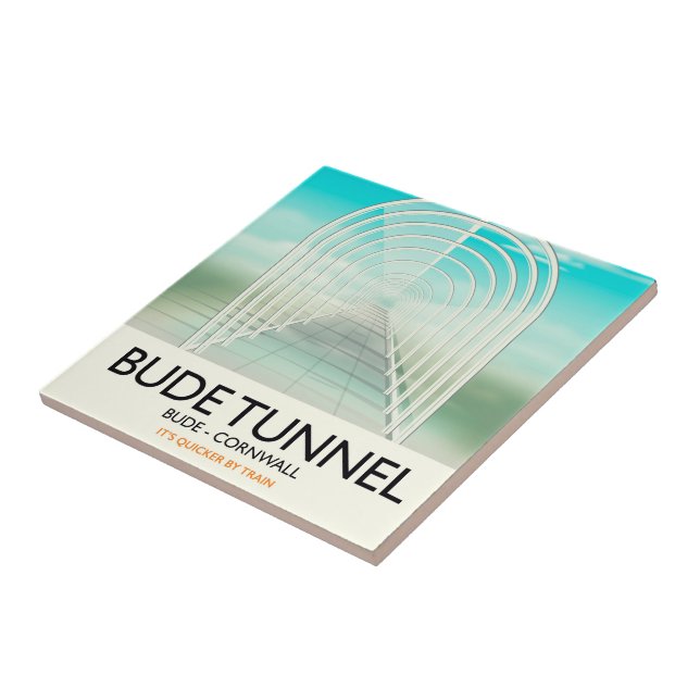 Carreau Affiche de voyage parodique du tunnel de Bude, Cor (Côté)