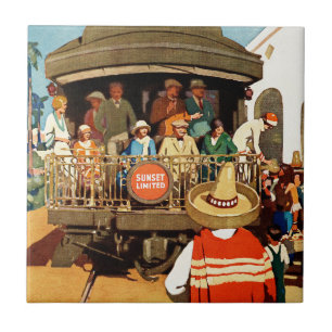 Carreau Affiche De Voyage Pour La Route Du Coucher De Sole