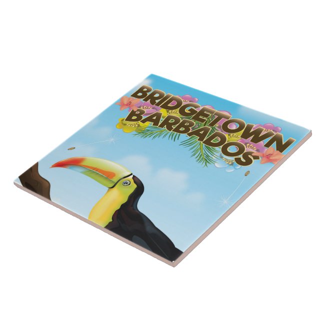 Carreau Affiche de voyage Toucan Bridgetown Barbade (Côté)