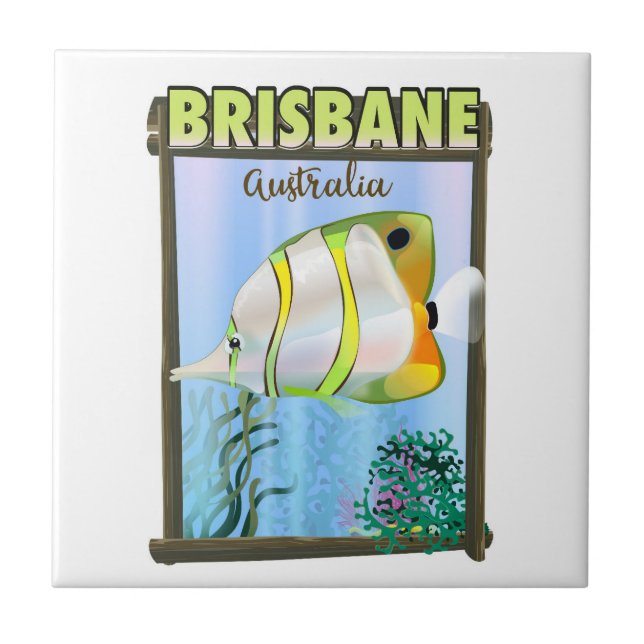 Carreau Affiche de voyage tropical à Brisbane Australie (Devant)