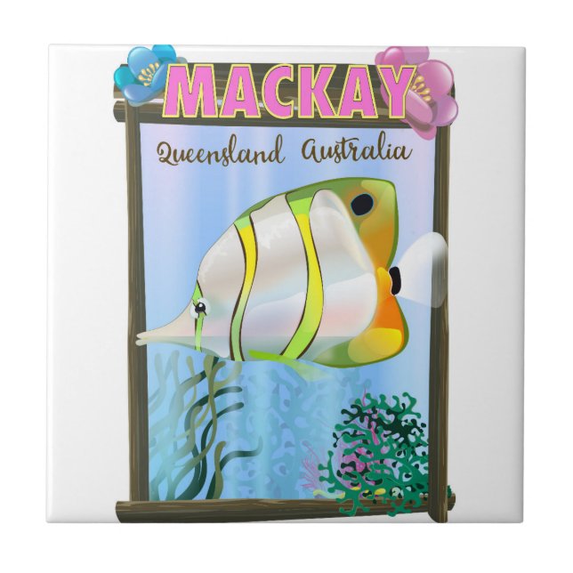 Carreau Affiche de voyage tropical Mackay Australie (Devant)