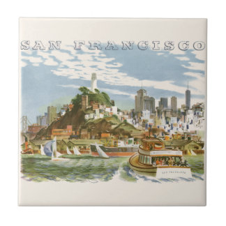 Carreau Affiche de voyage vintage de la baie de San Franci