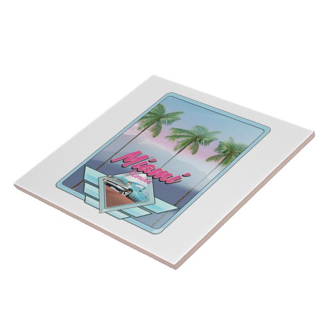 Carreau Affiche de voyage vintage Miami Floride (Côté)