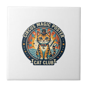Carreau Affiche Magie de Cirque Chat Mignon Design - Cirqu