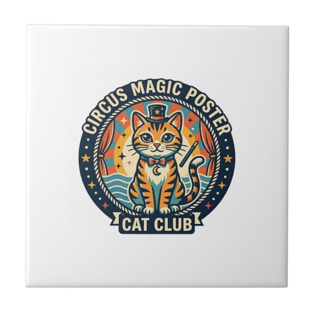 Carreau Affiche Magie de Cirque Chat Mignon Design - Cirqu (Devant)