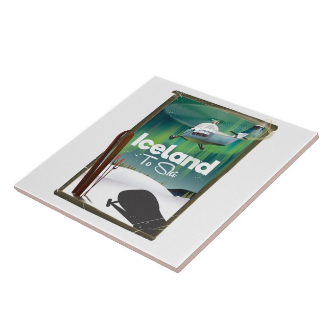 Carreau Affiche vintage de ski en Islande (Côté)