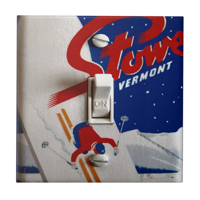 Carreau Affiche vintage de ski,    Stowe, Vermont (Devant)