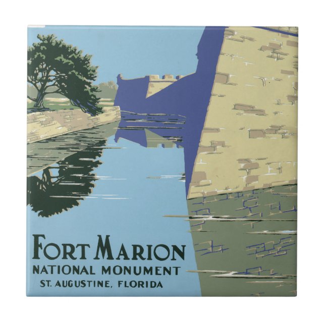 Carreau Affiche Vintage voyage montrant Fort Marion (Devant)