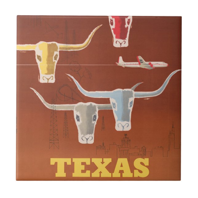 Carreau Affiche Voyage Pour American Airlines Vers Texas (Devant)