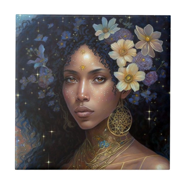 Carreau African American Black Goddess Queen Imaginaire Ar (Devant)