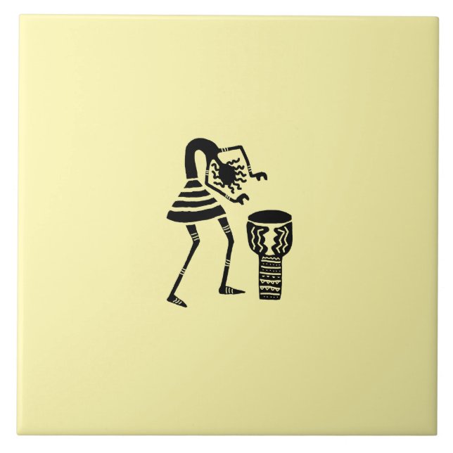 Carreau African Art Cute Silhouette Music Girl (Devant)