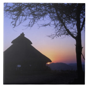 Carreau Afrique, Éthiopie, région du fleuve Omo, coucher