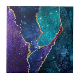 Carreau Agate bleu violet Aqua Gold Veines