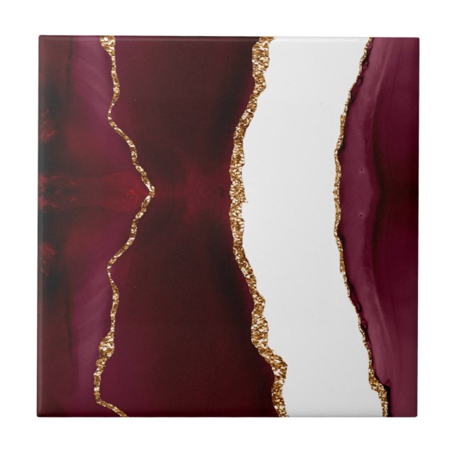 Carreau Agate de Bourgogne avec veines de paillettes d'or (Devant)
