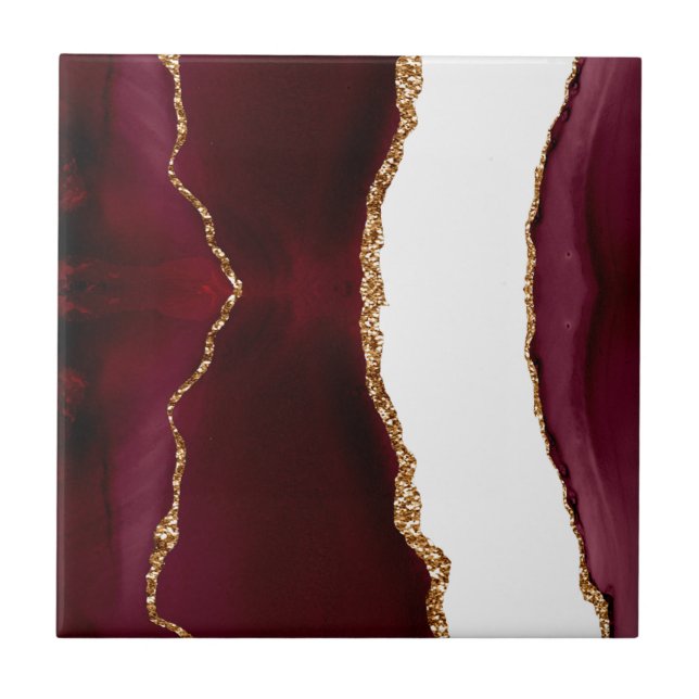 Carreau Agate de Bourgogne avec veines de paillettes d'or (Devant)